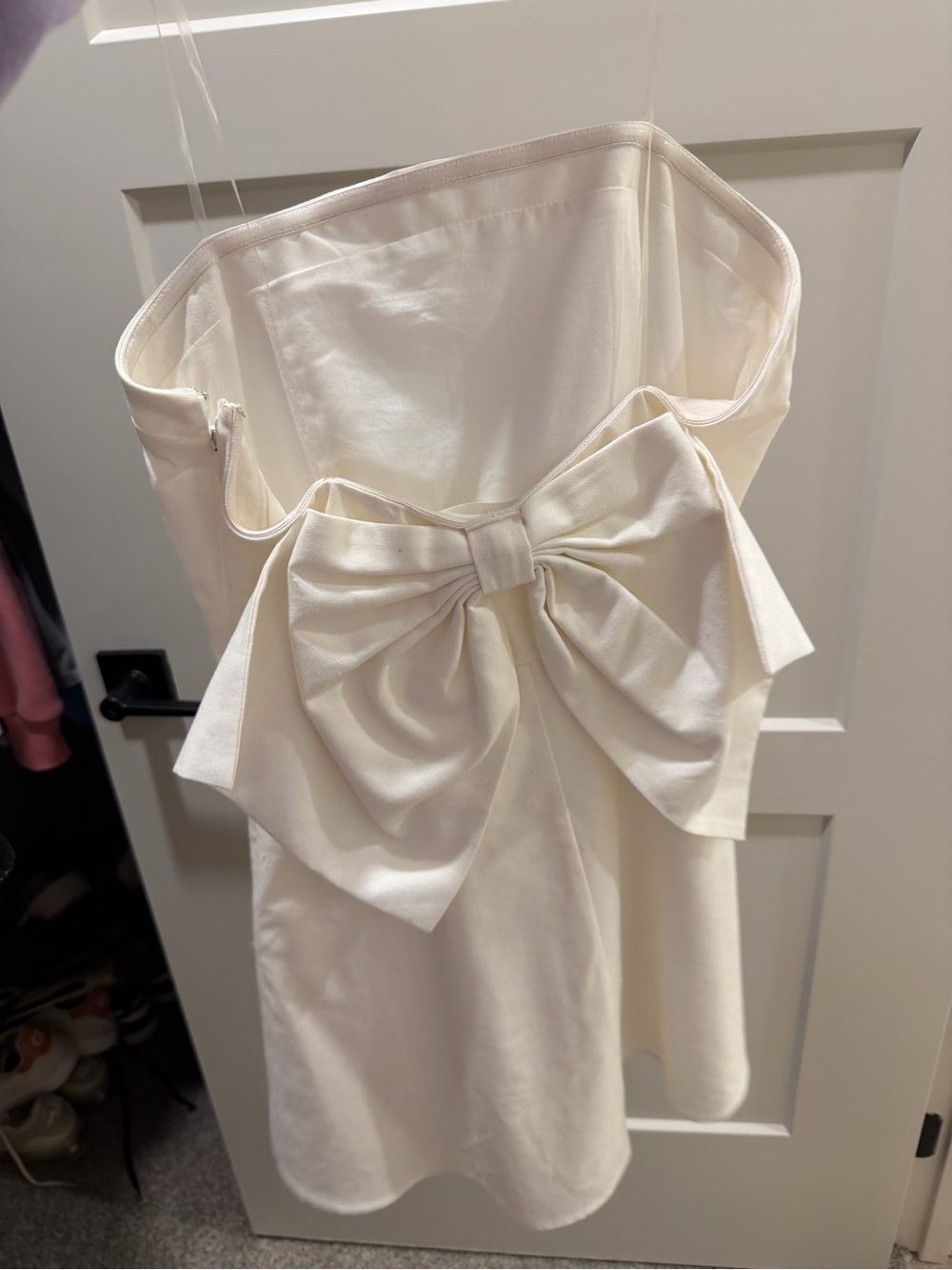 Altar'd State Ivory Strapless Dress with Oversized Bow